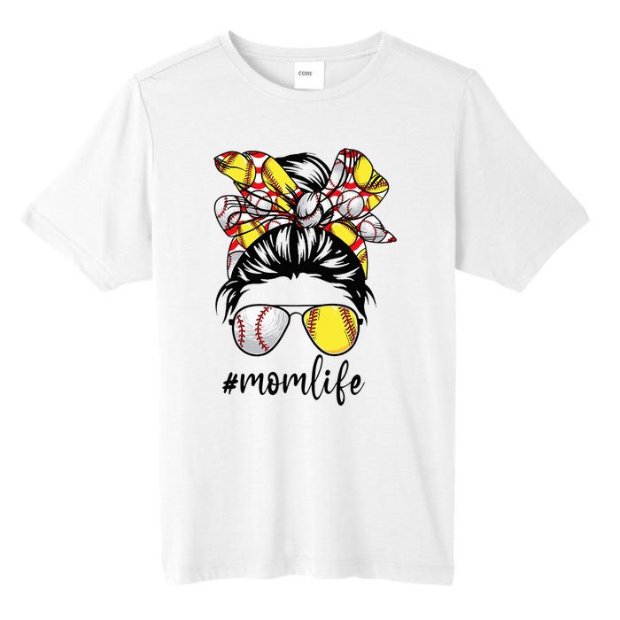 Cute Mom  Life Baseball Softball Messy Bun Mother's Day Tall Fusion ChromaSoft Performance T-Shirt