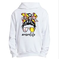 Cute Mom  Life Baseball Softball Messy Bun Mother's Day Urban Pullover Hoodie