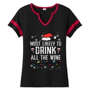 Christmas Most Likely Funny Xmas Family Women Adult Mom Ladies Halftime Notch Neck Tee