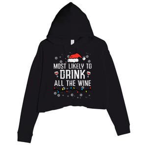 Christmas Most Likely Funny Xmas Family Women Adult Mom Crop Fleece Hoodie