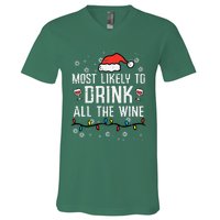 Christmas Most Likely Funny Xmas Family Women Adult Mom V-Neck T-Shirt