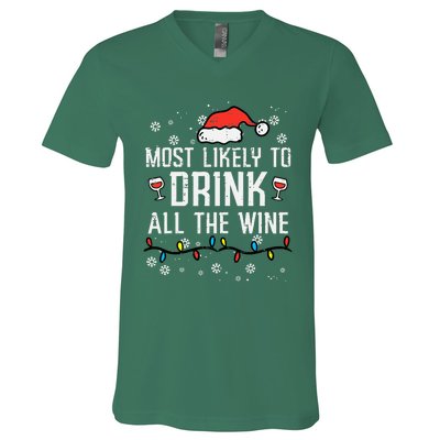 Christmas Most Likely Funny Xmas Family Women Adult Mom V-Neck T-Shirt