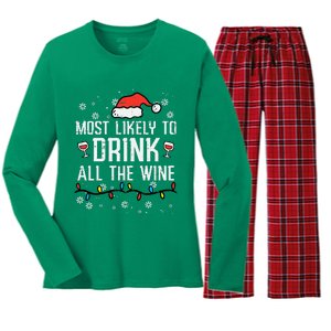 Christmas Most Likely Funny Xmas Family Women Adult Mom Women's Long Sleeve Flannel Pajama Set 