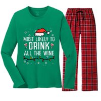 Christmas Most Likely Funny Xmas Family Women Adult Mom Women's Long Sleeve Flannel Pajama Set 