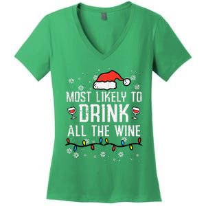 Christmas Most Likely Funny Xmas Family Women Adult Mom Women's V-Neck T-Shirt