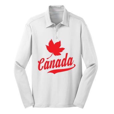 Canadian Maple Leaf Country Canada Silk Touch Performance Long Sleeve Polo