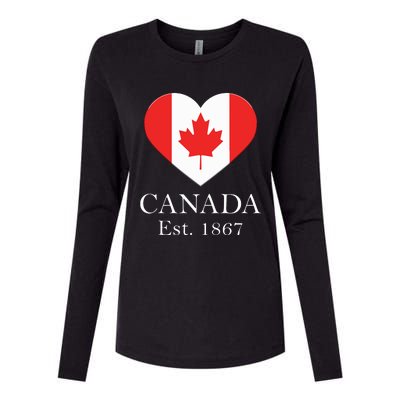 Canadian Maple Leaf Heart Flag Canada 150 Years Womens Cotton Relaxed Long Sleeve T-Shirt