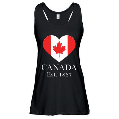 Canadian Maple Leaf Heart Flag Canada 150 Years Ladies Essential Flowy Tank