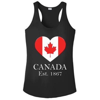 Canadian Maple Leaf Heart Flag Canada 150 Years Ladies PosiCharge Competitor Racerback Tank