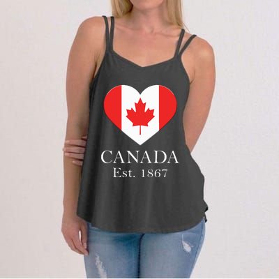 Canadian Maple Leaf Heart Flag Canada 150 Years Women's Strappy Tank