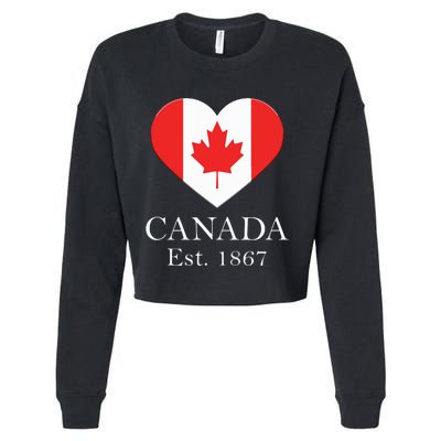 Canadian Maple Leaf Heart Flag Canada 150 Years Cropped Pullover Crew