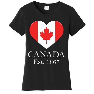 Canadian Maple Leaf Heart Flag Canada 150 Years Women's T-Shirt