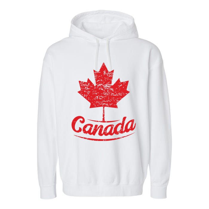 Canada Maple Leaf Proud Vintage Retro Canadian Flag Garment-Dyed Fleece Hoodie