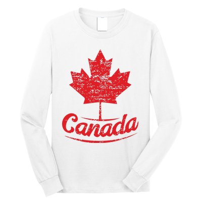 Canada Maple Leaf Proud Vintage Retro Canadian Flag Long Sleeve Shirt