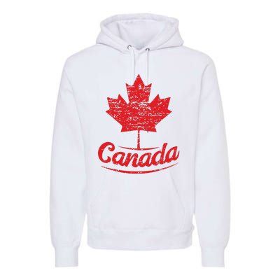 Canada Maple Leaf Proud Vintage Retro Canadian Flag Premium Hoodie