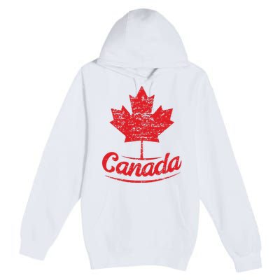 Canada Maple Leaf Proud Vintage Retro Canadian Flag Premium Pullover Hoodie