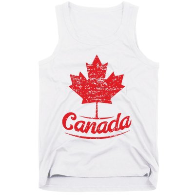 Canada Maple Leaf Proud Vintage Retro Canadian Flag Tank Top