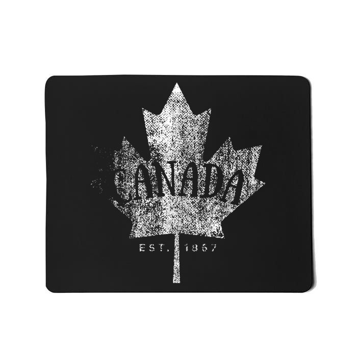 Canada Maple Leaf Canada Est 1867 Vintage Script Mousepad