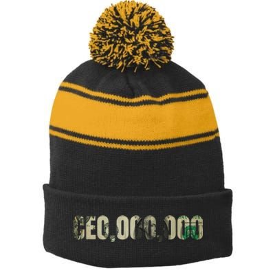 CEO Money Logo Stripe Pom Pom Beanie