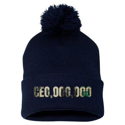 CEO Money Logo Pom Pom 12in Knit Beanie