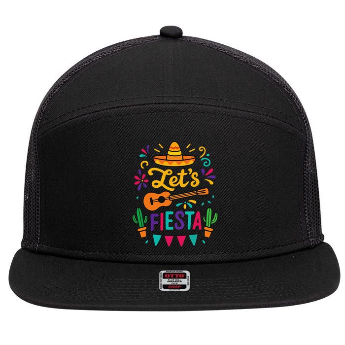 Cinco Mayo Lets Fiesta Girl Mexican Funny Squad 7 Panel Mesh Trucker Snapback Hat