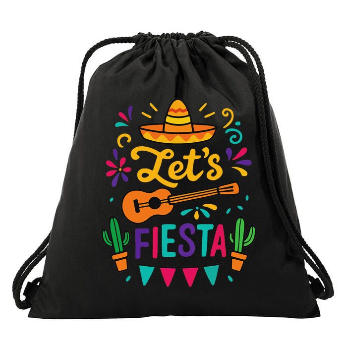 Cinco Mayo Lets Fiesta Girl Mexican Funny Squad Drawstring Bag