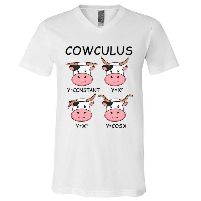 Cowculus Math Lovers Funny Cow Calculus Math Teacher Gift V-Neck T-Shirt