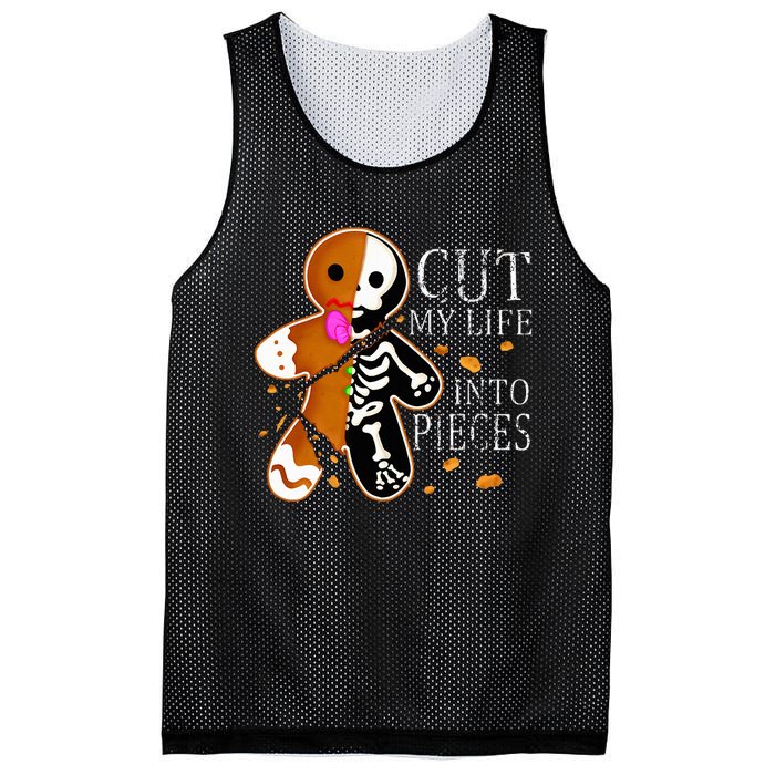 Cut My Life Into Pieces Gingerbread Christmas Mesh Reversible Basketball Jersey Tank