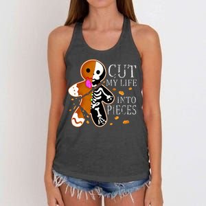 Cut My Life Into Pieces Gingerbread Christmas Women's Knotted Racerback Tank