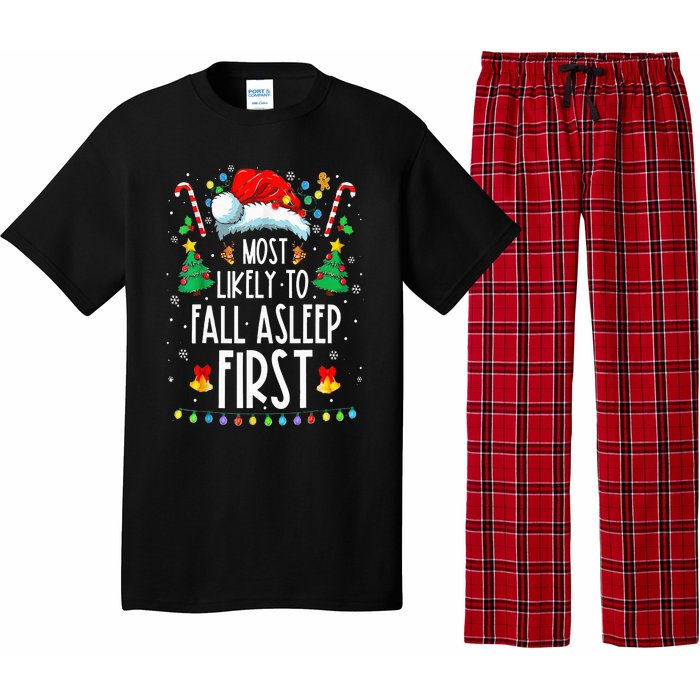 Christmas Most Likely To Fall Asleep First Funny Xmas Family Pajama Set