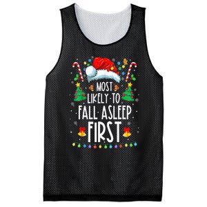 Christmas Most Likely To Fall Asleep First Funny Xmas Family Mesh Reversible Basketball Jersey Tank