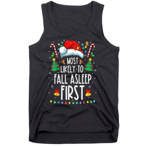 Christmas Most Likely To Fall Asleep First Funny Xmas Family Tank Top