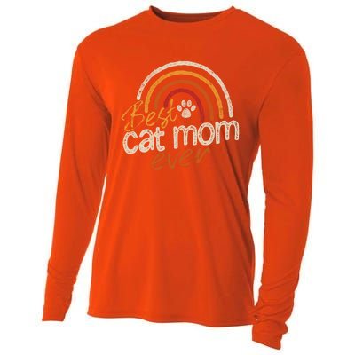 Cat Mom Meaningful Gift Cat Mommy Vintage Best Cat Mom Ever Gift Cooling Performance Long Sleeve Crew