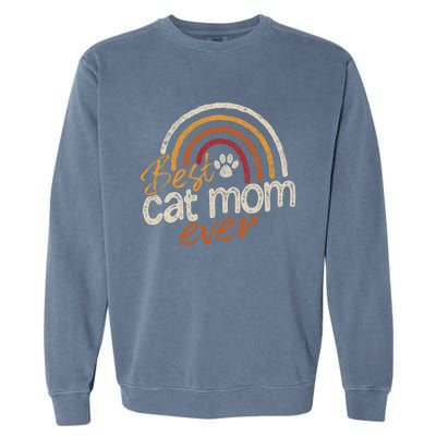 Cat Mom Meaningful Gift Cat Mommy Vintage Best Cat Mom Ever Gift Garment-Dyed Sweatshirt