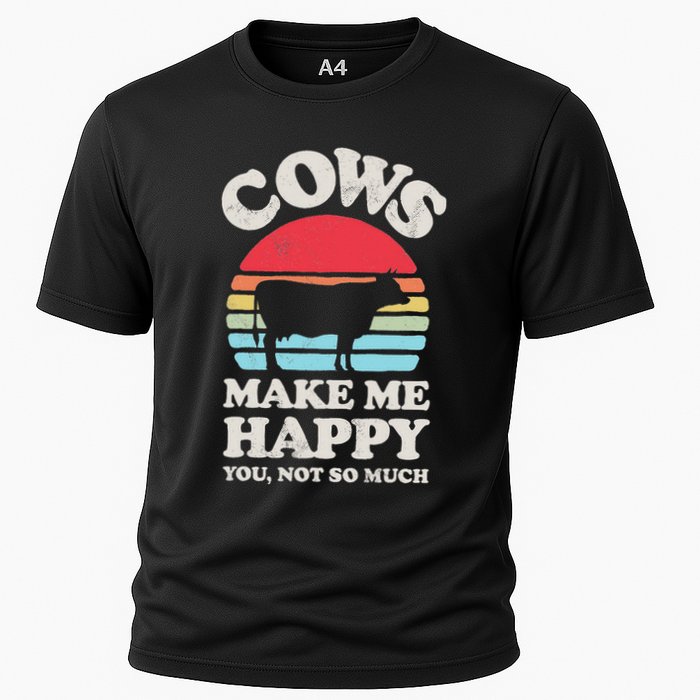 Cows Make Me Happy Funny Cow Lover Farmer Farm Animal Retro Cooling Performance Crew T-Shirt