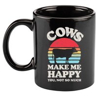 Cows Make Me Happy Funny Cow Lover Farmer Farm Animal Retro 11oz C Handle Ceramic Mug