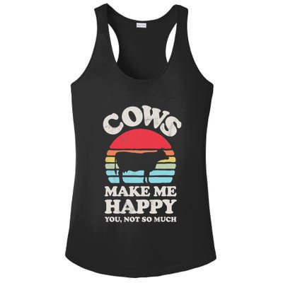Cows Make Me Happy Funny Cow Lover Farmer Farm Animal Retro Ladies PosiCharge Competitor Racerback Tank
