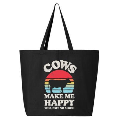 Cows Make Me Happy Funny Cow Lover Farmer Farm Animal Retro 25L Jumbo Tote