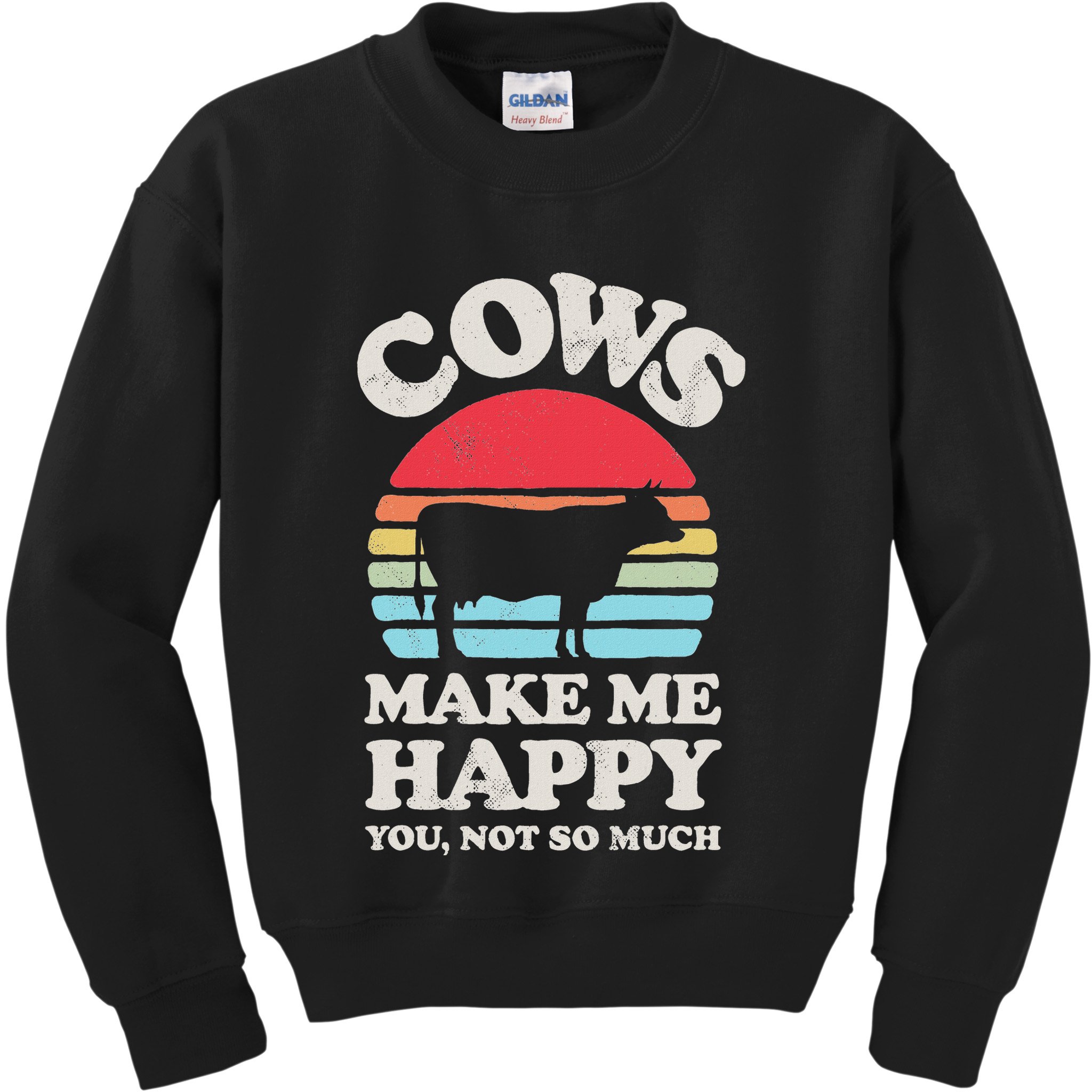 Cows Make Me Happy Funny Cow Lover Farmer Farm Animal Retro Kids Sweatshirt