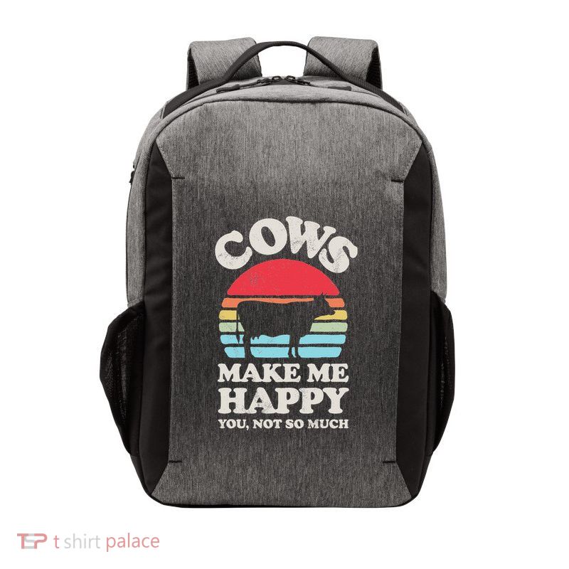 Cows Make Me Happy Funny Cow Lover Farmer Farm Animal Retro Vector Backpack
