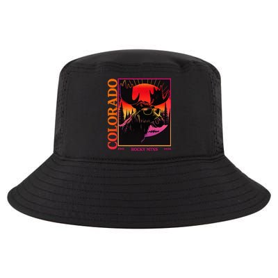 Colorado Mountain Moose Retro Vintage 80s Elk Colorado Cool Comfort Performance Bucket Hat