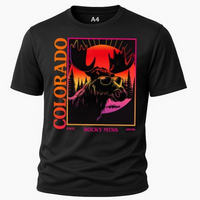 Colorado Mountain Moose Retro Vintage 80s Elk Colorado Performance Shirt