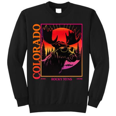 Colorado Mountain Moose Retro Vintage 80s Elk Colorado Sweatshirt