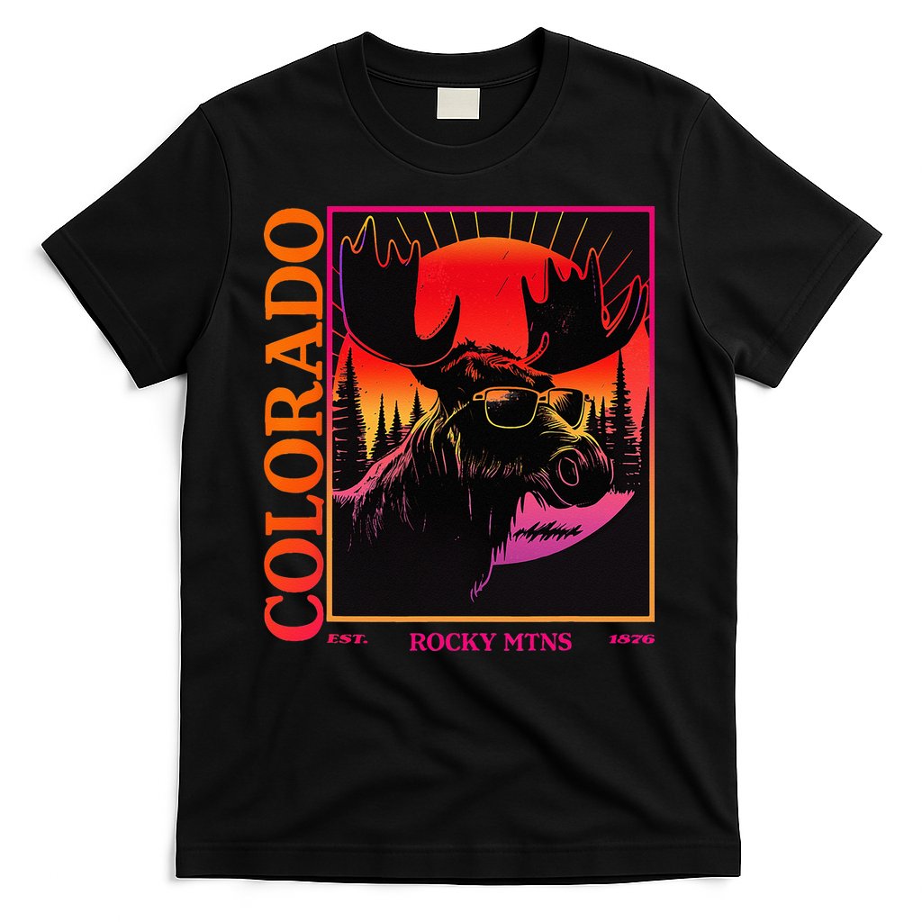 Colorado Mountain Moose Retro Vintage 80s Elk Colorado T-Shirt