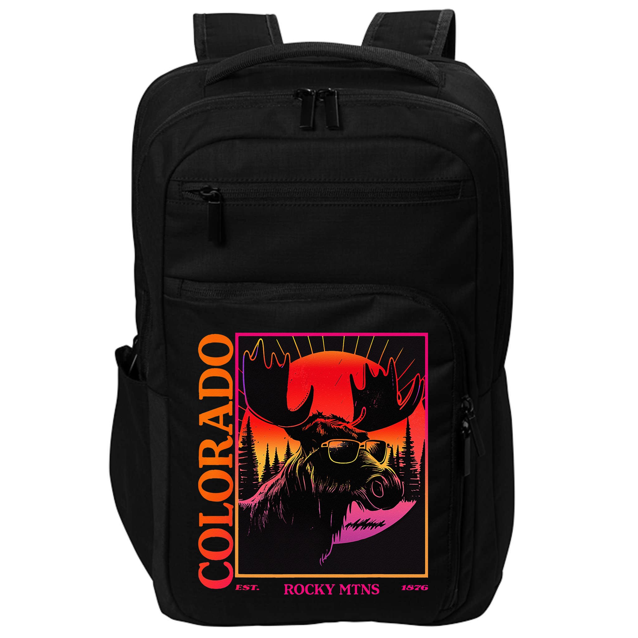 Colorado Mountain Moose Retro Vintage 80s Elk Colorado Impact Tech Backpack