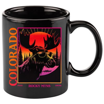 Colorado Mountain Moose Retro Vintage 80s Elk Colorado 11oz C Handle Ceramic Mug
