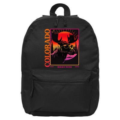 Colorado Mountain Moose Retro Vintage 80s Elk Colorado 16 in Basic Backpack