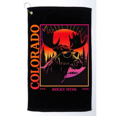 Colorado Mountain Moose Retro Vintage 80s Elk Colorado Golf Towel