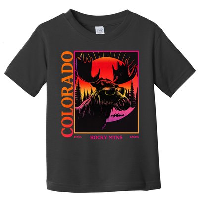 Colorado Mountain Moose Retro Vintage 80s Elk Colorado Toddler T-Shirt