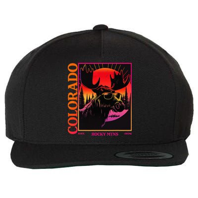 Colorado Mountain Moose Retro Vintage 80s Elk Colorado Wool Snapback Cap